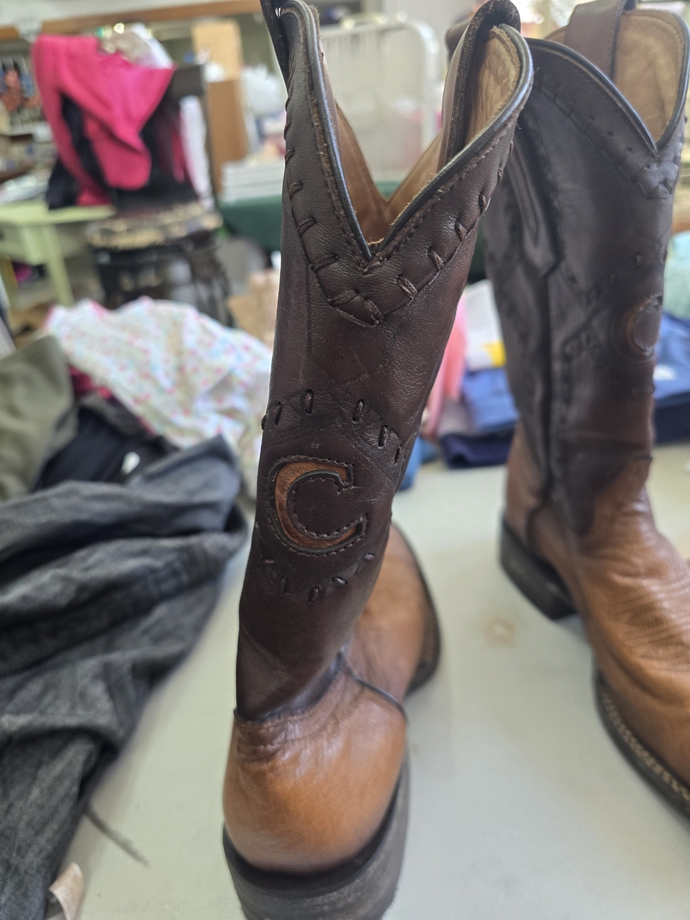 Cuadra Men's Two-Tone Brown Western Cowboy Boots - Picture 7 of 16